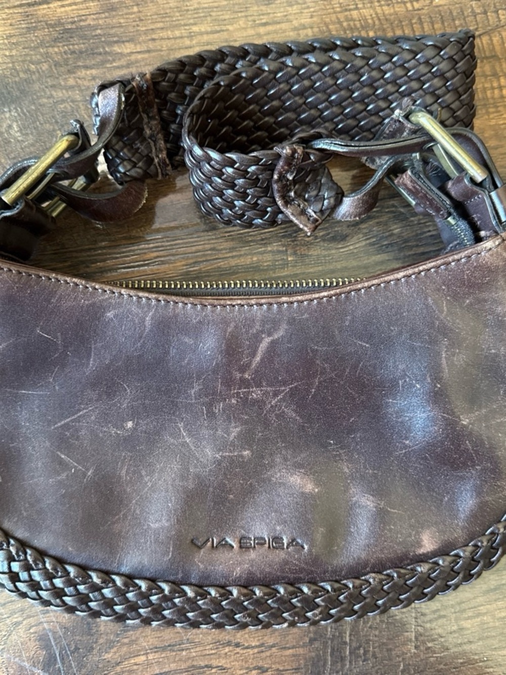 Vintage Via Spiga Women's Brown Leather Shoulder Bag